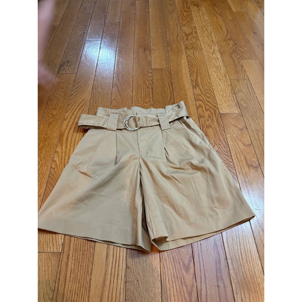 NWOT Maeve Anthropologie Shorts Women's Beige Paper Bag Waist Belted Size 0
